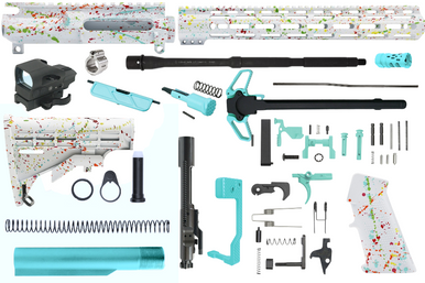 AR-15 5.56 16" White Splatter Ultimate Rifle Complete Build Kit