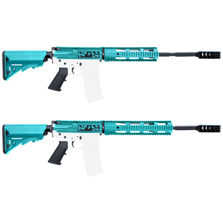 AR-15 5.56 NATO 16 Robins Egg Blue Camo Carbine Length Quad Rail Complete Upper