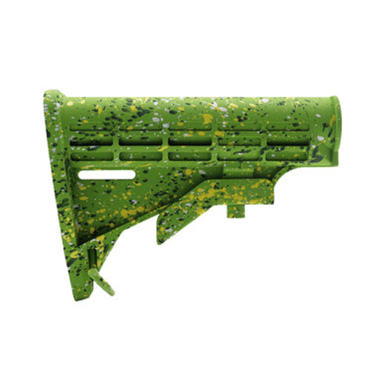 AR-15 Custom Cerakote Zombie Green Splatter M4 Buttstock