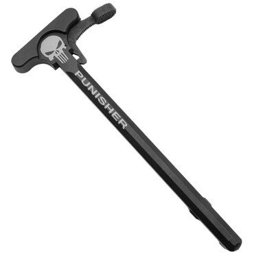 AR-15 Tactical Charging Handle Oversized Latch W Punisher Engraving.