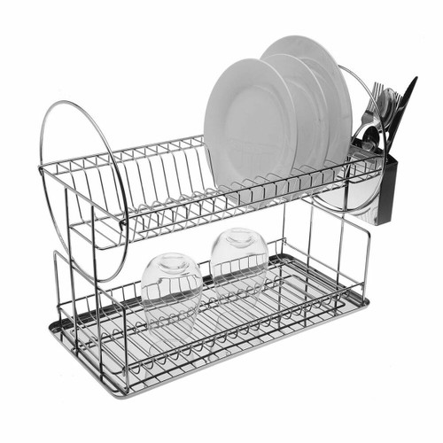 Draining Rack for Kitchen Sink Versa Plates Double Steel Iron polypropylene (23 x 33 x 45 cm)