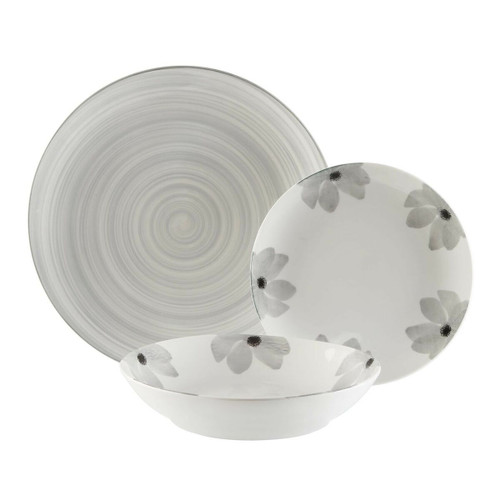 Tableware Versa Flores Grey 18 Pieces Porcelain