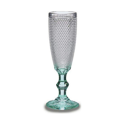 Champagne glass Turquoise Points Transparent Glass (185 ml)