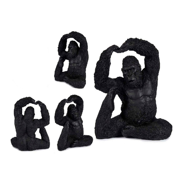 Decorative Figure Gorilla Black Resin (15,2 x 31,5 x 26,5 cm)