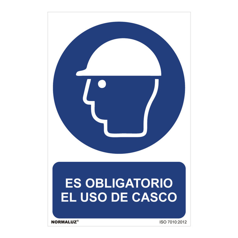 Sign Normaluz Es obligatorio el uso de casco PVC (30 x 40 cm)