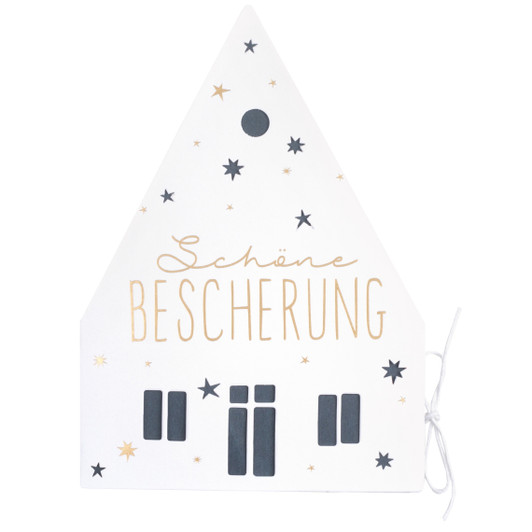 Weihnachtshauskarte "Schöne Bescherung" - räder