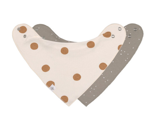 Dreieckstuch Baby (2 Stk) Bandana Big Dots milky Sprinkle taupe- Lässig