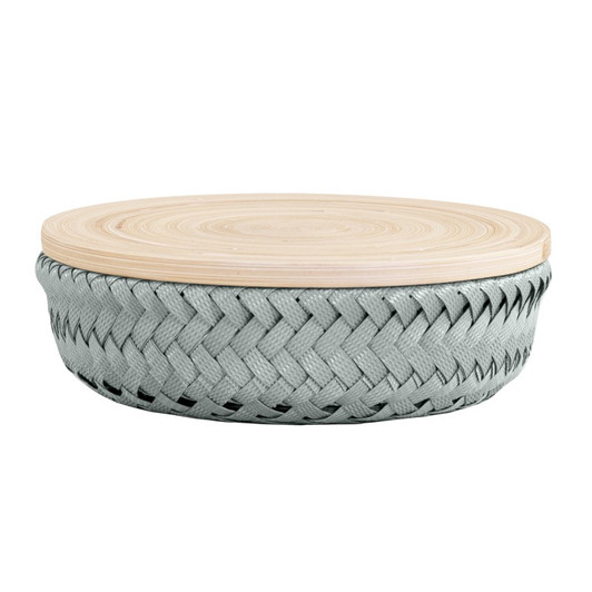 Flechtkorb mit Bambusdeckel - Wonder round Basket XS - eucalyptus - Handed by