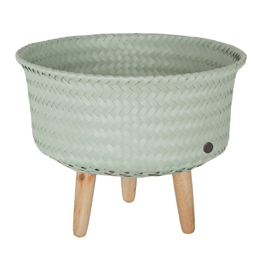 Pflanzenständer Up Low Basket Round basket with wooden feet size low - eucalyptus - Handed by