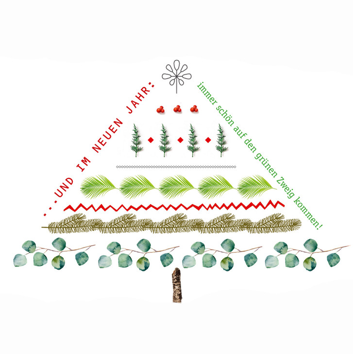 Weihnachtspostkarte - "... auf den grünen Zweig kommen" - The Buttique