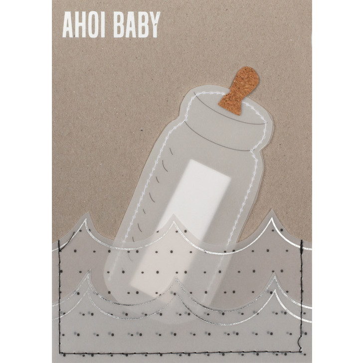 Flaschenpostkarte " Ahoi Baby"- räder