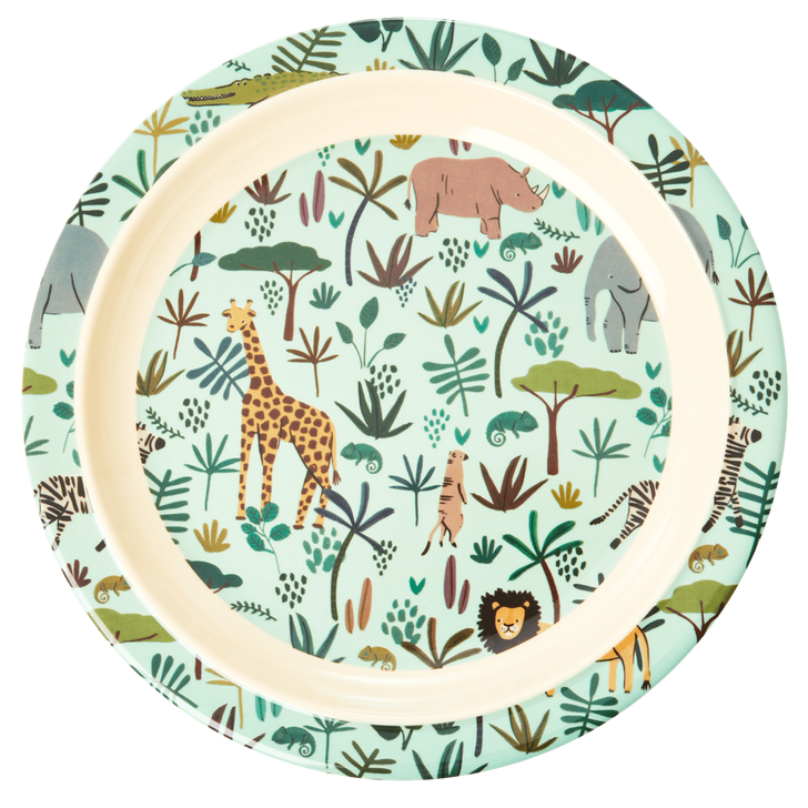 Melamine Kids Lunch Plate - grün Jungle animals - rice