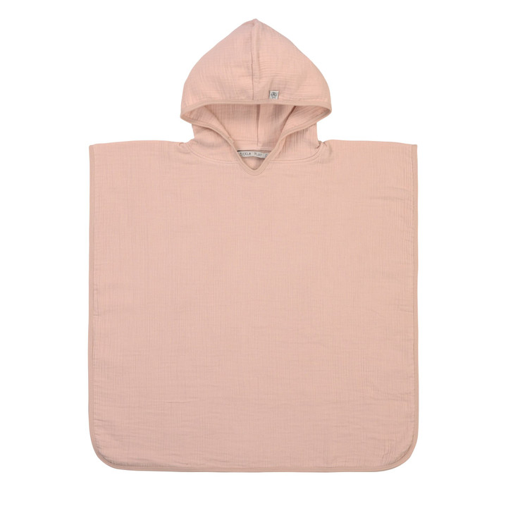 Kinder Badeponcho aus Mull - Muslin Poncho, Powder Pink  - Lässig