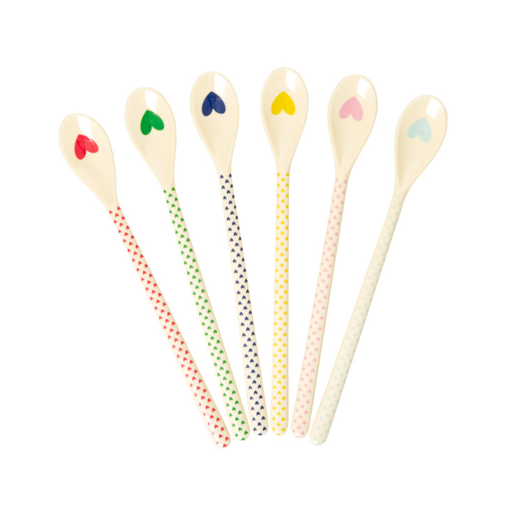 Löffel - Melamine Latte Spoon - Herzchenprint, gelb - rice