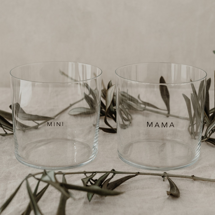 Trinkglas im 2er Set  Mama & Mini schwarz - Eulenschnitt