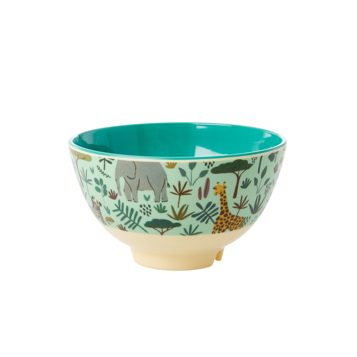 Melamine Schale - Jungle Animals grün - rice