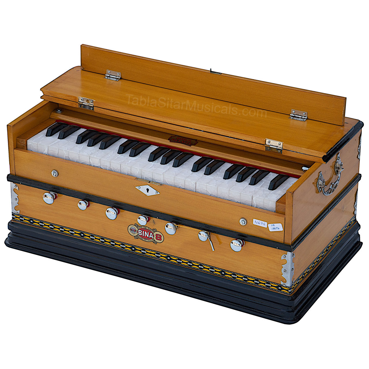 buy BINA no. 8A harmonium, 7 stopper, with coupler, 39 keys, Bina special brass reeds