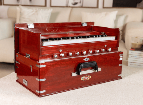 BINA No. 23B Deluxe Harmonium, 3.5 Octaves, Folding, Coupler, Rosewood Color - 178