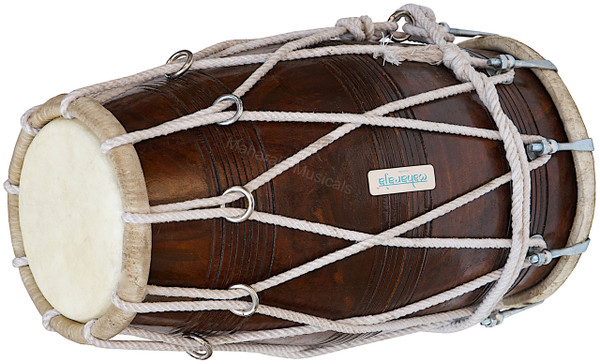 MAHARAJA MUSICALS Sheesham Wood Professional Dholak/Dholki, Rope-Tuned, Bag - No. 223