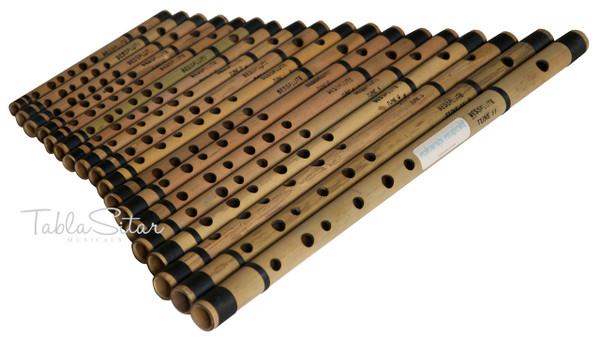 MAHARAJA MUSICALS 18 pc Bansuri Set, Bamboo Indian Flutes - No. 125