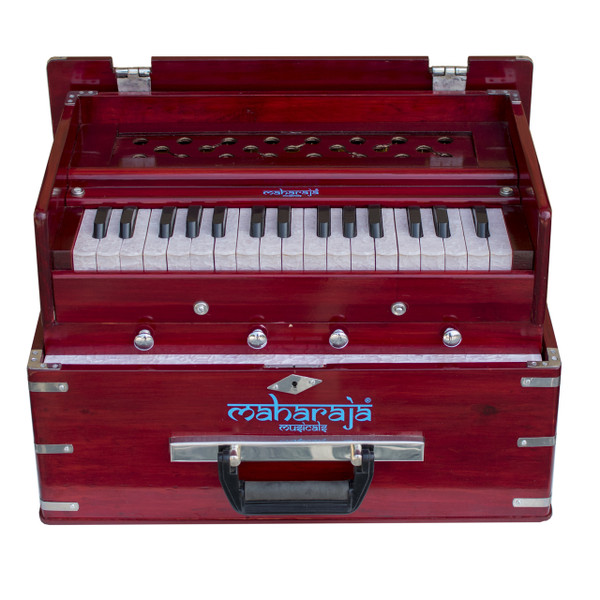 MAHARAJA MUSICALS Harmonium No. KH3 - Kirtan  Folding, Portable In-Flight Edition, Rosewood Color,  A440, 32 Keys, Multi-fold Bellow, Well-tuned With Coupler