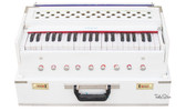 MAHARAJA MUSICALS Harmonium No. 187 - Folding, White, Safri, A440, 42 Keys, Multi-fold Bellow, Well-tuned With Coupler