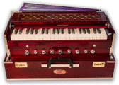 BINA No. 17 Deluxe Portable Harmonium, Dark Mahogany, 2 Reeds, 3.5 Octaves, Coupler - 177