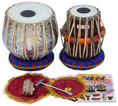 MAHARAJA MUSICALS Floral Chrome Tabla Set, 3 Kg Copper Bayan, Sheesham Dayan - No. 251