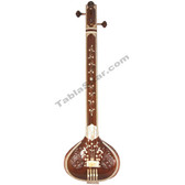 MAHARAJA MUSICALS Special Designer Male Tanpura - Yellow Gourd - Tun Wood - 4 Strings - With Fiber Case - No.269 (Miraj Tambura)