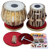 MAHARAJA MUSICALS Pro Floral Tabla Set, 3.5 Kg Brass Bayan, Sheesham Dayan - No. 67