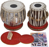 MAHARAJA MUSICALS Concert Double Color Tabla Set, 4.5 Kg Copper Bayan, Finest Dayan - No.70