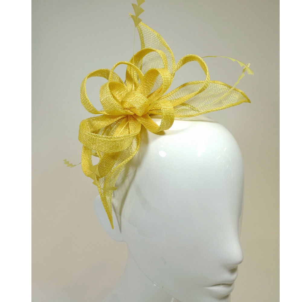Small Head Band Fascinator Yellow 