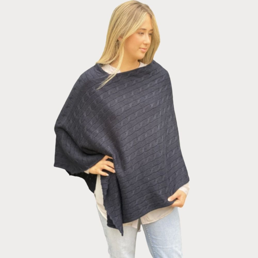 Cable Knit Poncho | Women's Jackets | CINNAMON CREATIONS