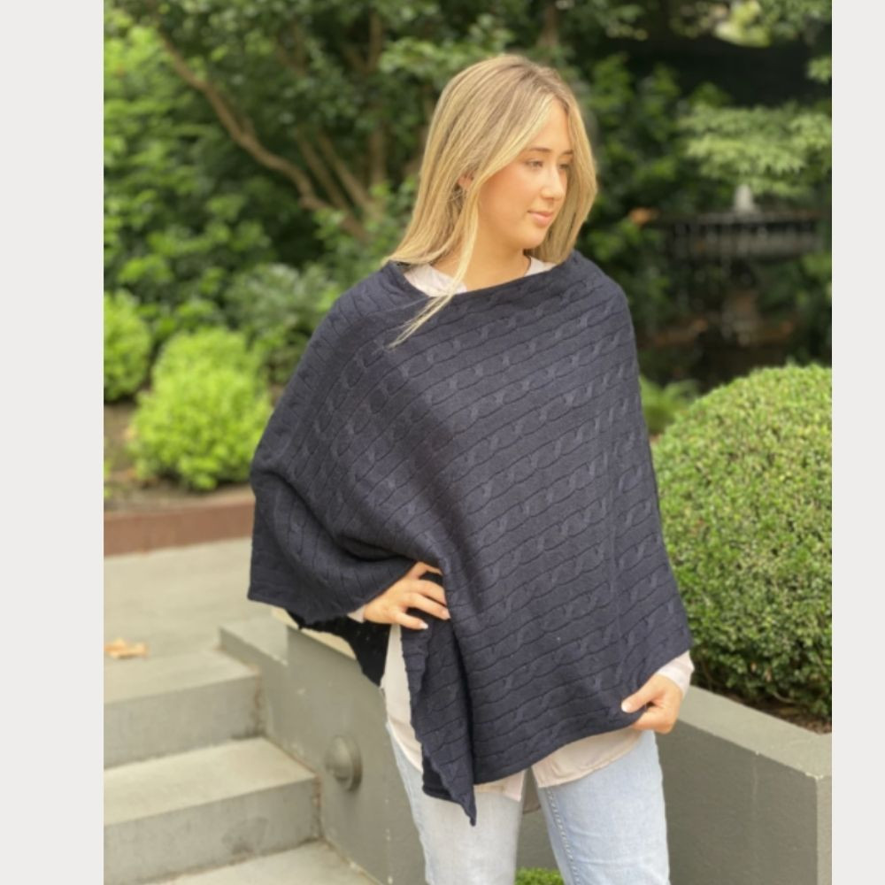 Cable Knit Poncho | Women's Jackets | CINNAMON CREATIONS