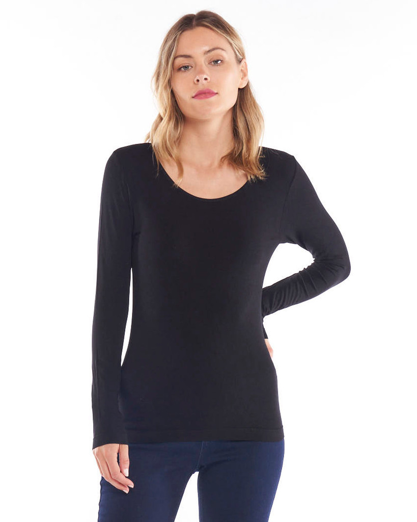 Women's Top | Kelli Long Sleeve Top in Black | BETTY BASICS
