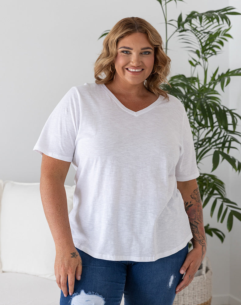 Women's Top | Cotton V Neck Tee | Freez Clothing