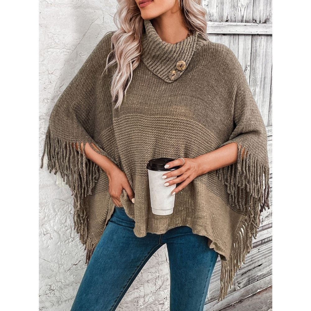 Women's Knitwear | Penelope Fringed Poncho | ALIBI