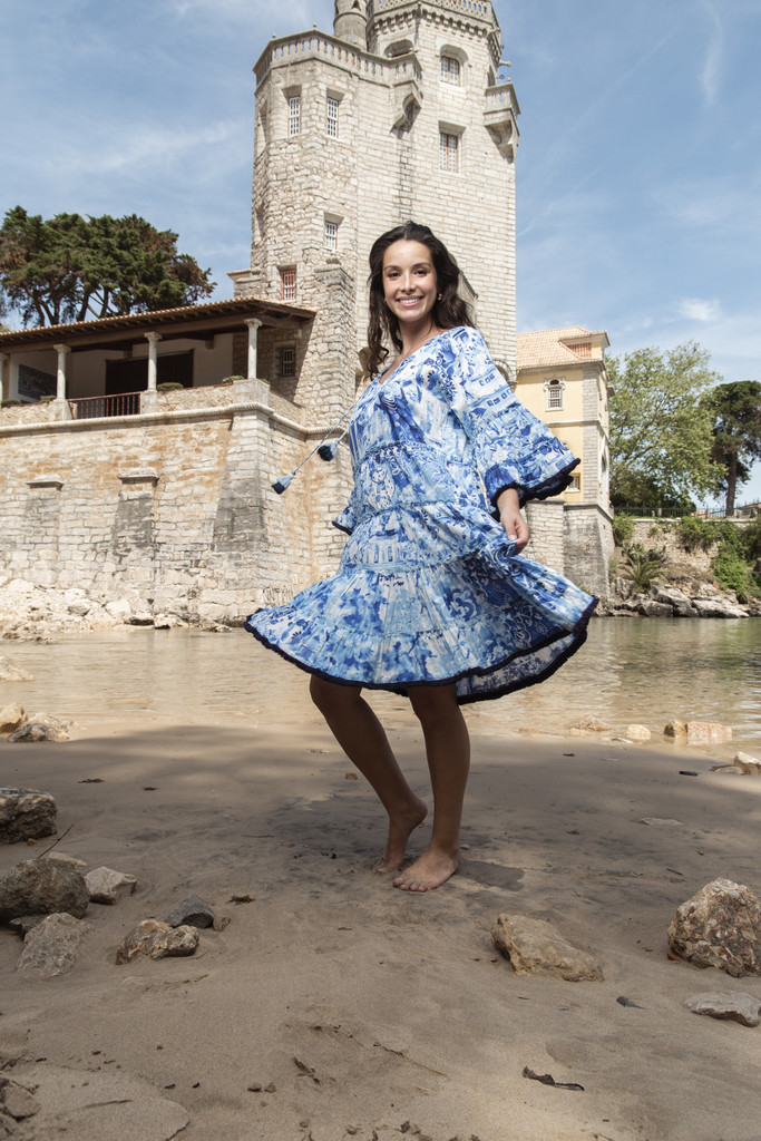 Women's Dresses | Okayama Layers Frill Sleeve Dress | ORIENTIQUE