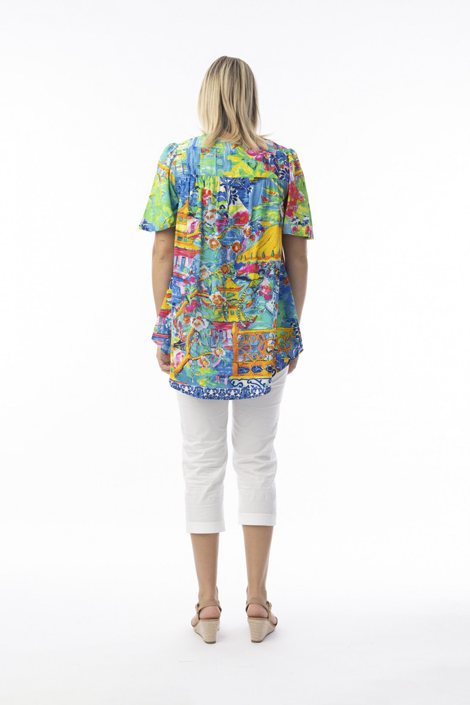 Women's Top | Okayama V Flair Sleeve Top | ORIENTIQUE