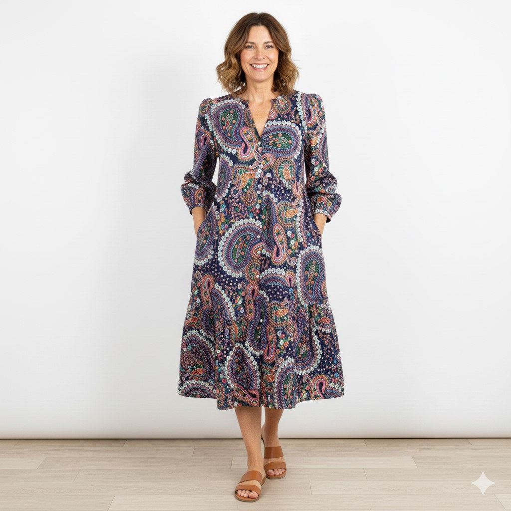 Dresses Online | Cotton V-Neck Short Dress | CINNAMON CREATIONS