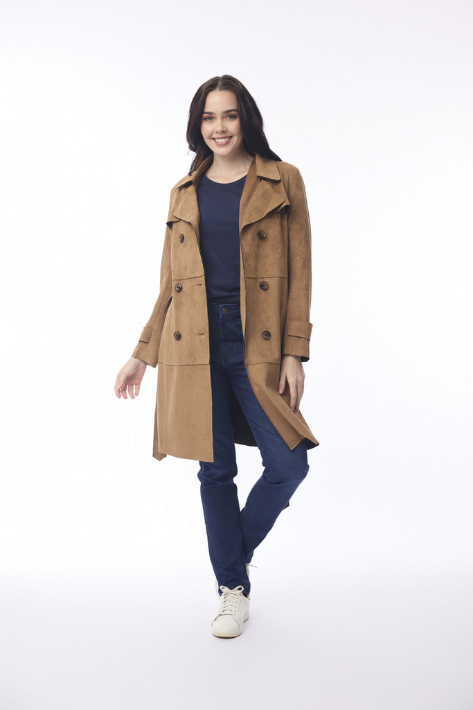 Women's Coat | Solid Trench Coat Belted | ORIENTIQUE
