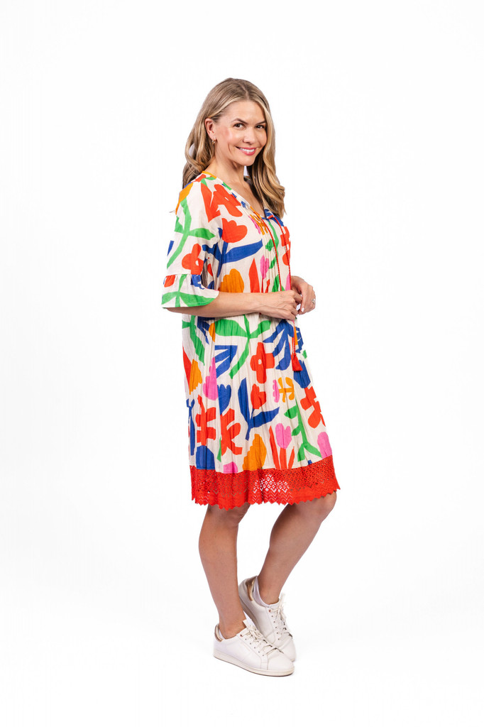 Women's Dresses | Hannah Short Sleeve Tunic Boho Dress | ONE SUMMER