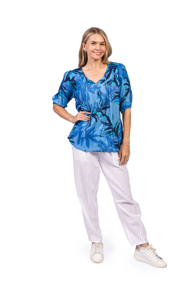 Women's Top | Kayla Short Sleeve Cotton Blouse | ONE SUMMER