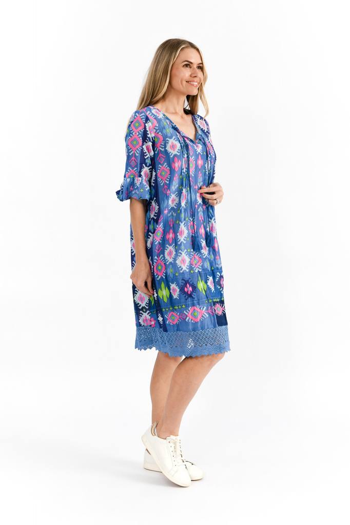 Women's Dresses | Hannah Short Sleeve Tunic Boho Dress | ONE SUMMER