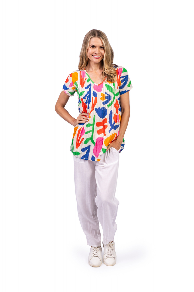 Women's Top | Kayla Short Sleeve Cotton Blouse | ONE SUMMER