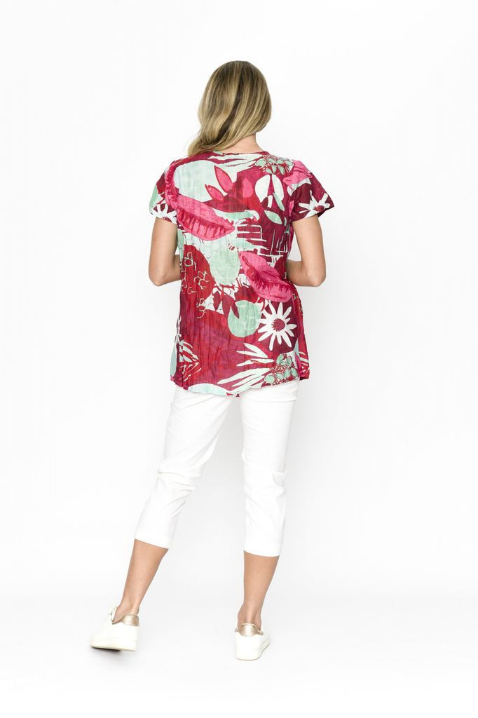 Women's Top | Kayla Short Sleeve Cotton Blouse | ONE SUMMER