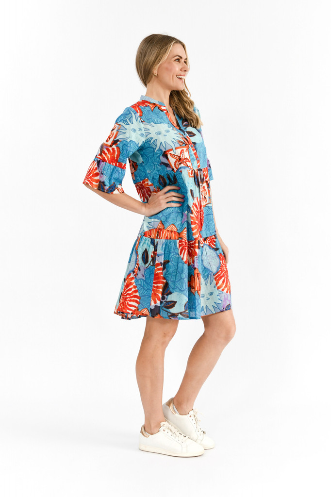 Women's Dresses | Maya Button V Neck Layer Dress | ONE SUMMER