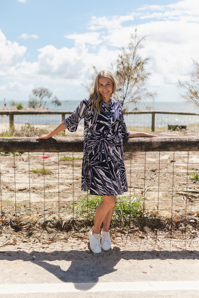 Women's Dresses | Maya Button V Neck Layer Dress | ONE SUMMER