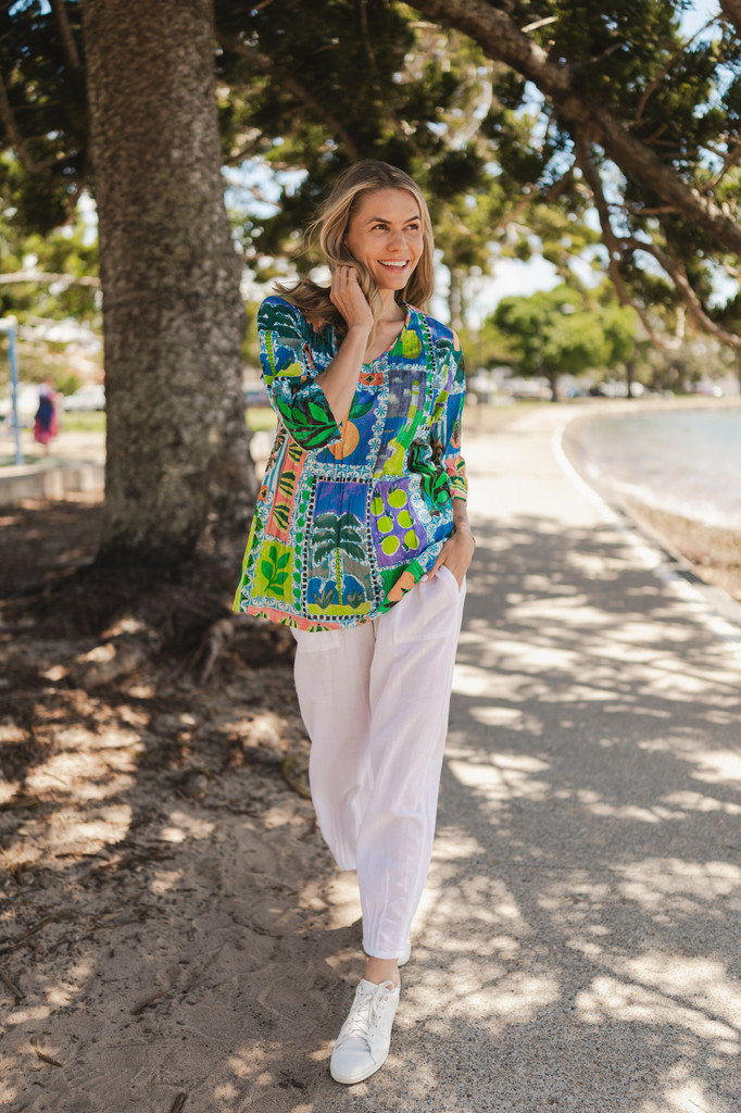 Women's Dresses | Tina V neck Pleated 3/4 Sleeve Dress | ONE SUMMER