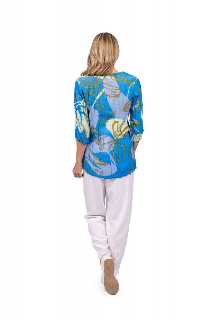 Women's Dresses | Tina V neck Pleated 3/4 Sleeve Dress | ONE SUMMER